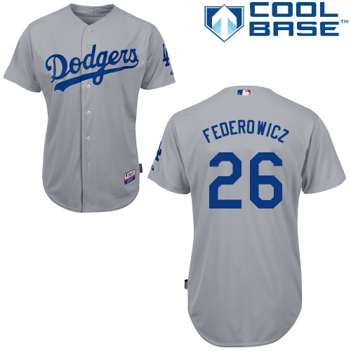 Tim Federowicz #26 MLB Jersey-L A Dodgers Men's Authentic 2014 Alternate Road Gray Cool Base Baseball Jersey